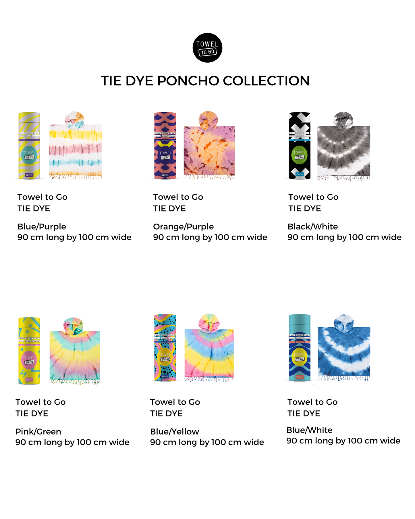 Tie Dye Hooded Beach Poncho with Recycled Gift Box, Pink, Green-4