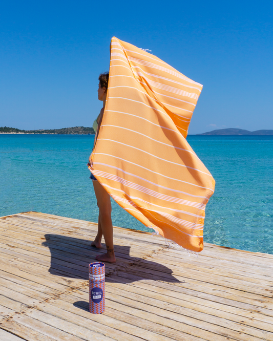 Ipanema Hammam Towel with Recycled Gift Box, Orange-0