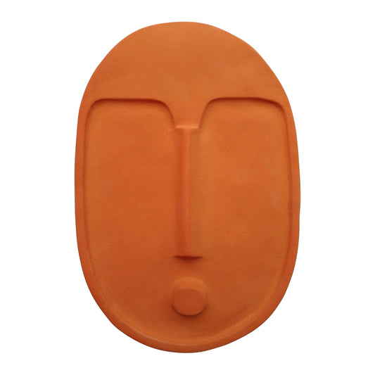 Ceramic Decorative Wall Mask - Terracotta Orange-0