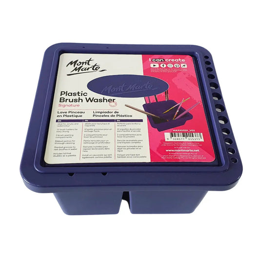 Mont Marte Brushwasher - Square Plastic Twin Compartment-0