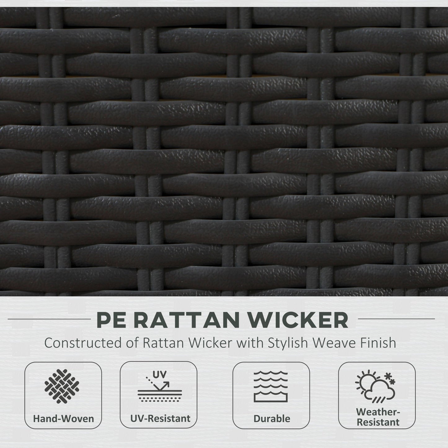 7 Piece PE Rattan Garden Furniture Set with Padded Cushions - Black-4