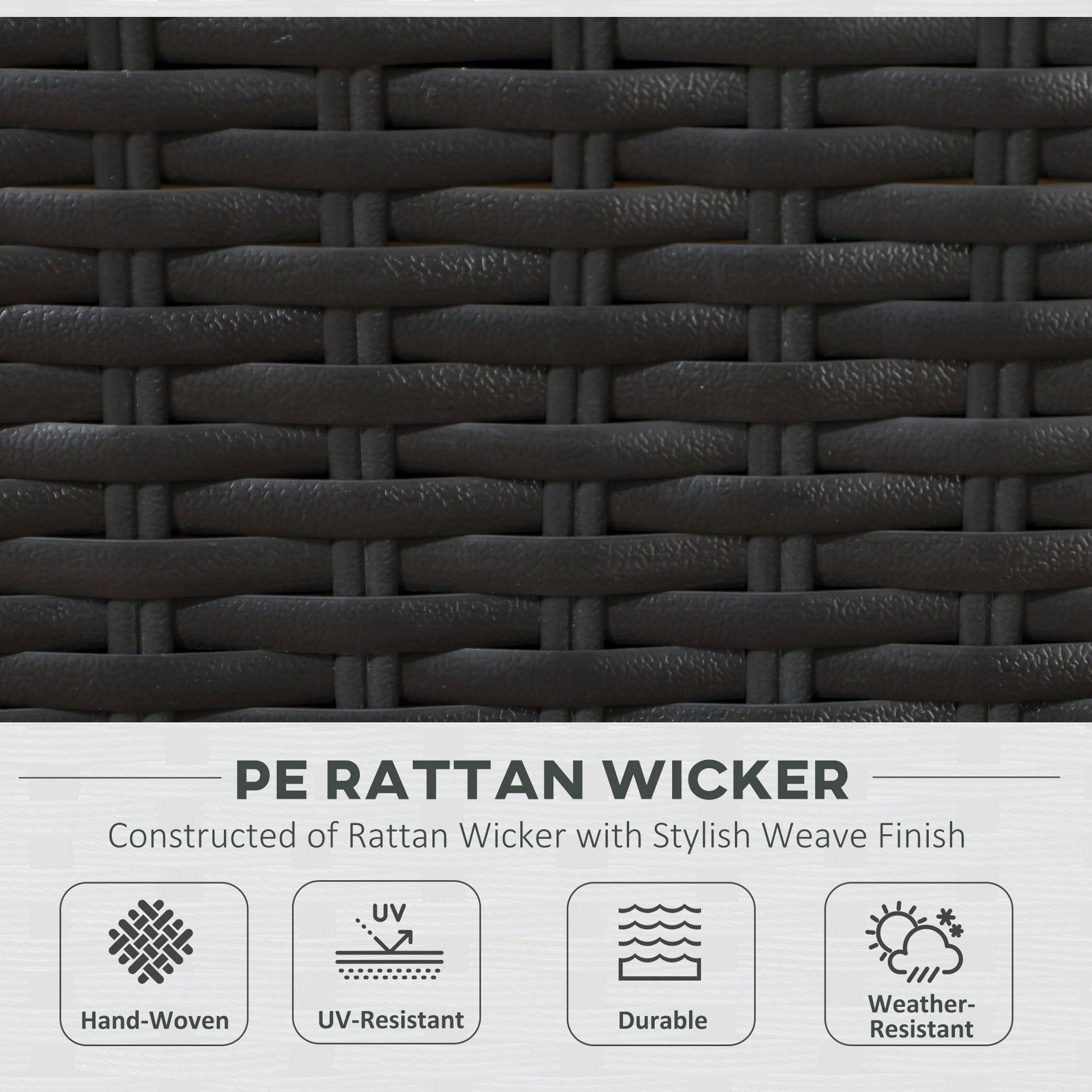 7 Piece PE Rattan Garden Furniture Set with Padded Cushions - Black-4