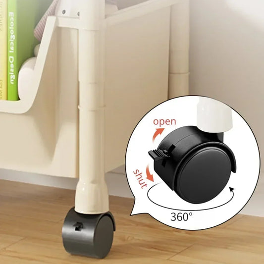 Portable Trolley Bookshelf with Wheels for Storage-1