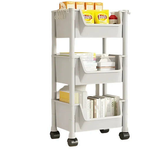 Portable Trolley Bookshelf with Wheels for Storage-0