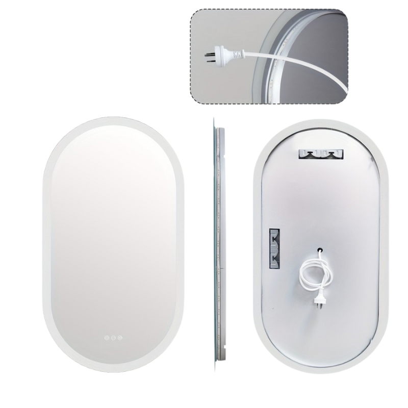 1-Piece Oval Backlit LED Bathroom Mirror with Anti-Fog-0