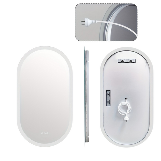 1-Piece Oval Backlit LED Bathroom Mirror with Anti-Fog-0