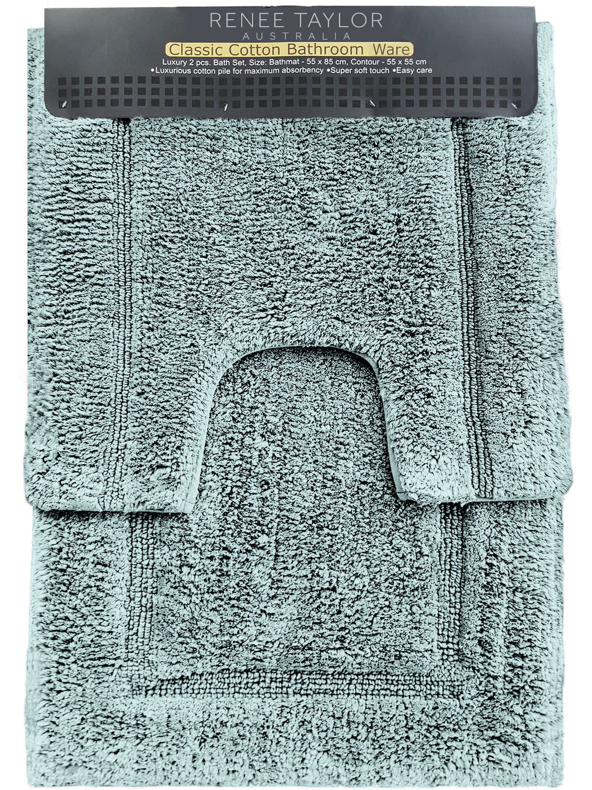NNEDSZ 2 Piece 2200 GSM Tufted Gray Mist Bath Mat Set by Renee Taylor-0