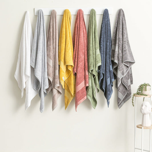 NNEDSZ Stella 650 GSM Soft Bamboo Cotton 14 Piece Silver Bath Towel by Renee Taylor-0