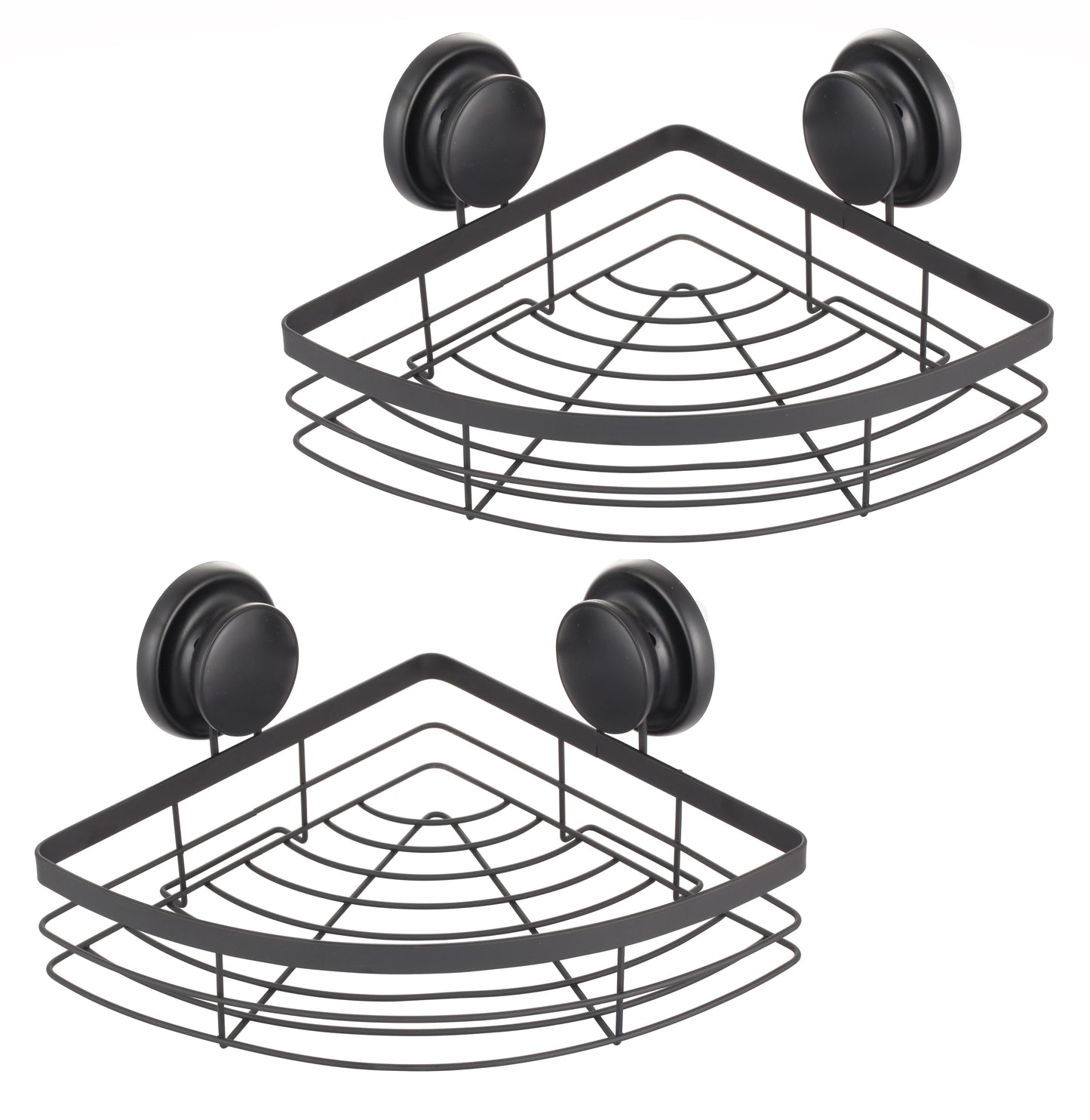 NNEDSZ 2 Pack Round Corner Shower Caddy Shelf Basket Rack with Premium Vacuum Suction Cup No-Drilling for Bathroom and Kitchen-0