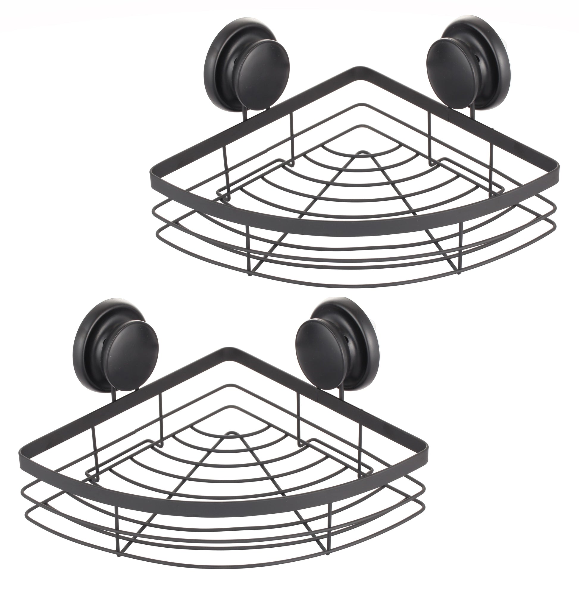 NNEDSZ 2 Pack Round Corner Shower Caddy Shelf Basket Rack with Premium Vacuum Suction Cup No-Drilling for Bathroom and Kitchen-0