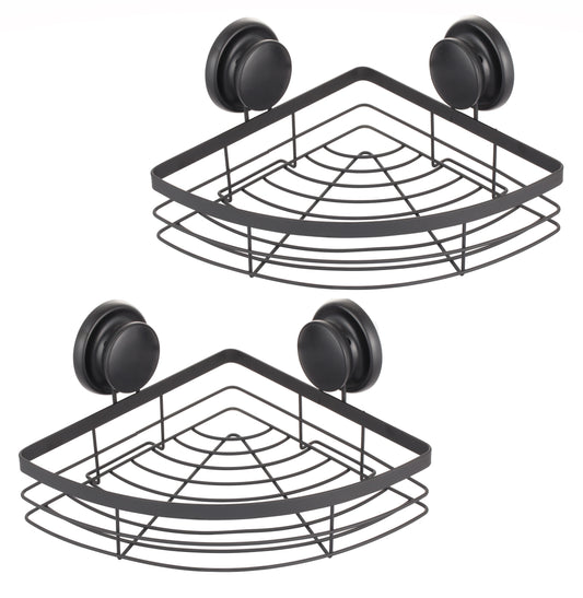 NNEDSZ 2 Pack Round Corner Shower Caddy Shelf Basket Rack with Premium Vacuum Suction Cup No-Drilling for Bathroom and Kitchen-0