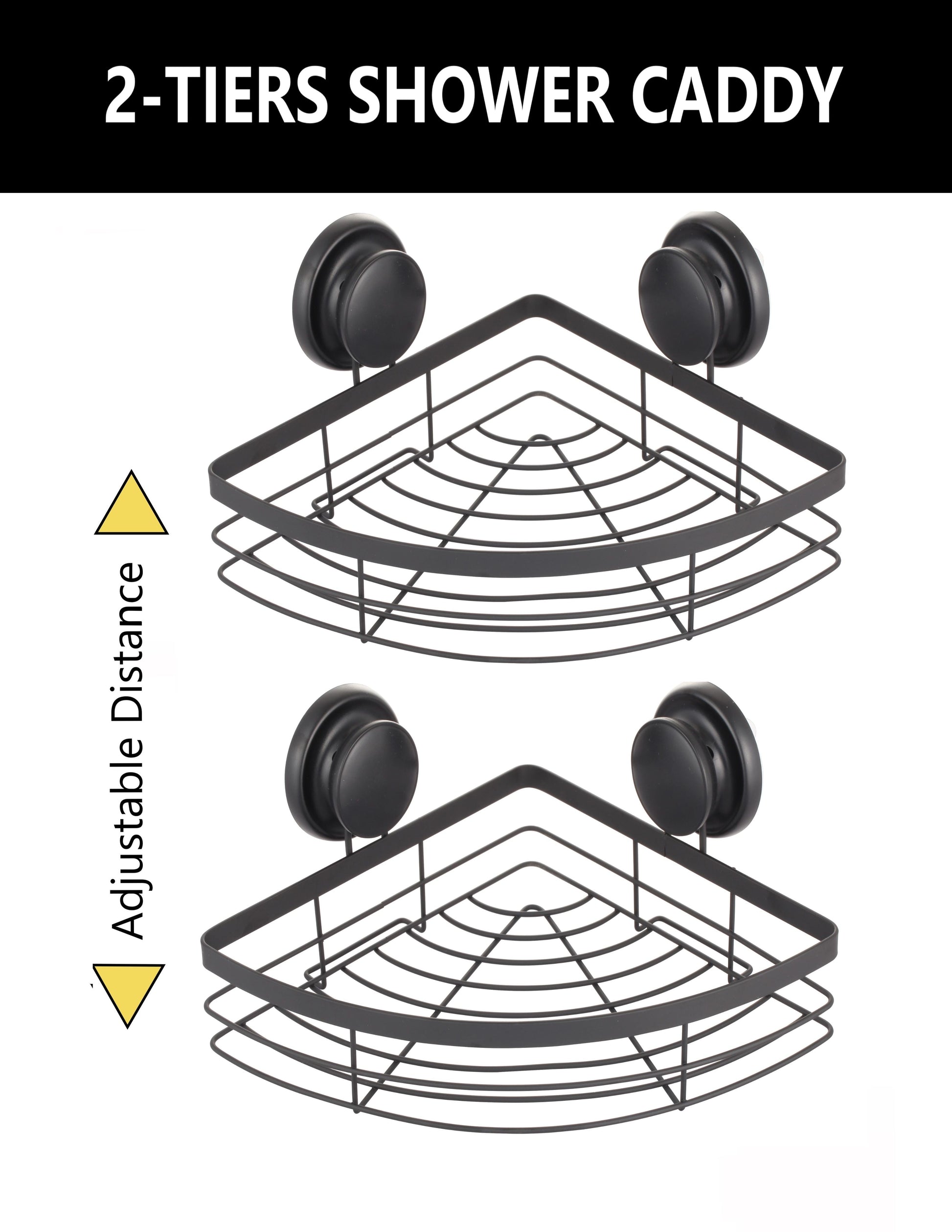 NNEDSZ 2 Pack Round Corner Shower Caddy Shelf Basket Rack with Premium Vacuum Suction Cup No-Drilling for Bathroom and Kitchen-1