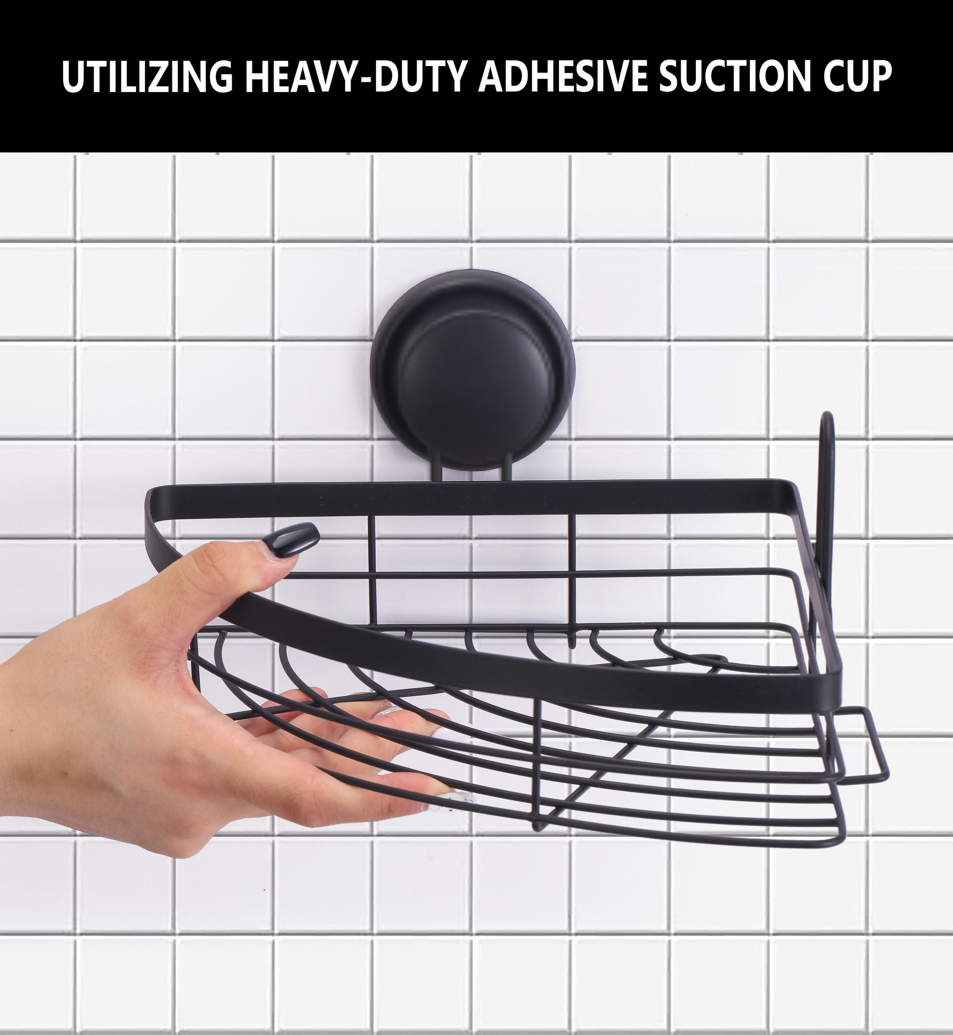 NNEDSZ 2 Pack Round Corner Shower Caddy Shelf Basket Rack with Premium Vacuum Suction Cup No-Drilling for Bathroom and Kitchen-3