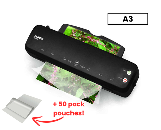 NNEDSZ Hot Paper Laminator 350W for 80-100 Microns with 50 A3 Laminating Pouches-0