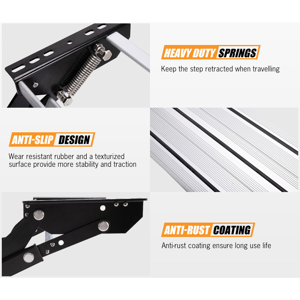 NNEDSZ 200KG Heavy Duty Caravan Step Folding Pull Out Portable RV Camper Trailer Tools-2