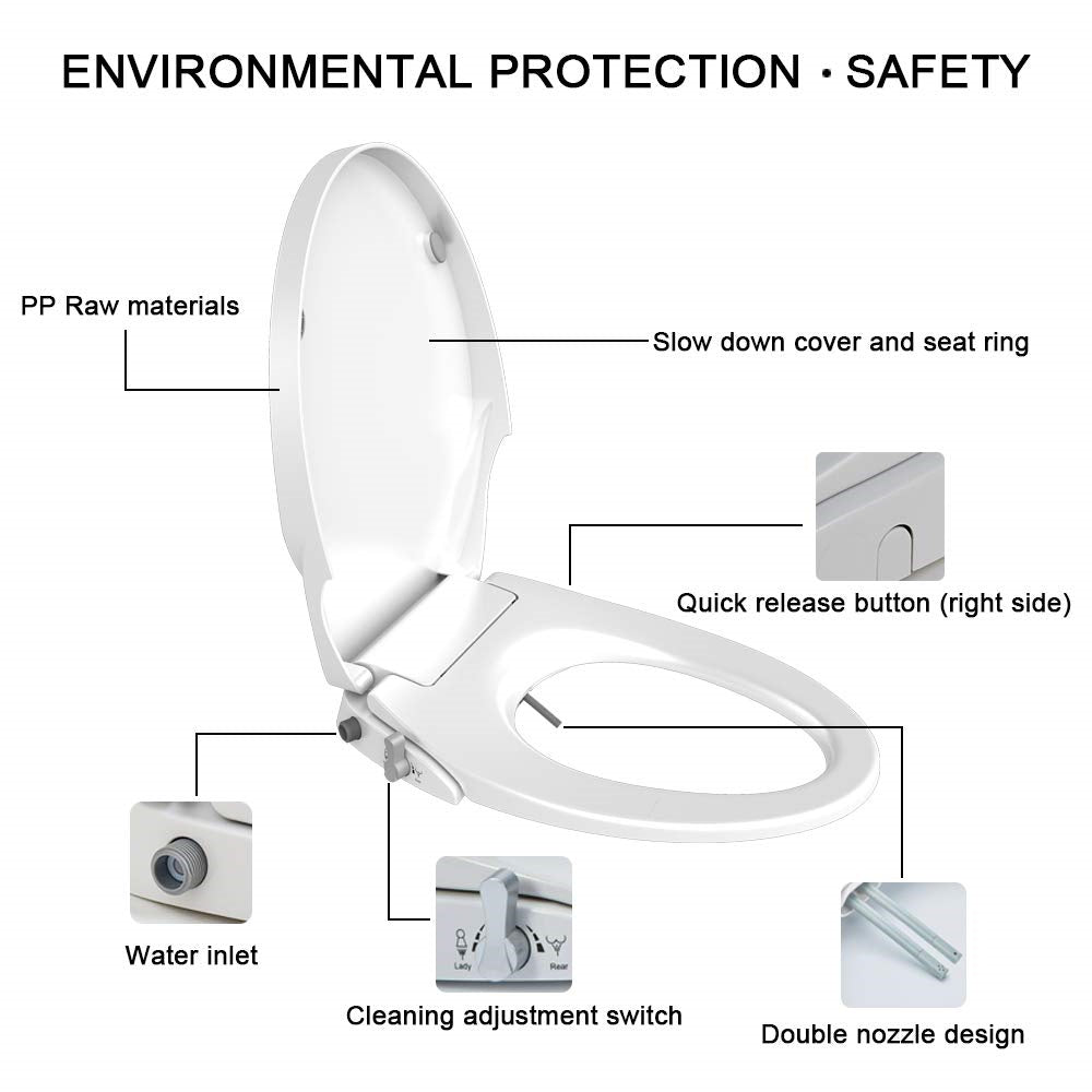 NNEDSZ Non Electric Bidet Toilet Seat O Cover Bathroom Dual Nozzle SpWater Wash-4