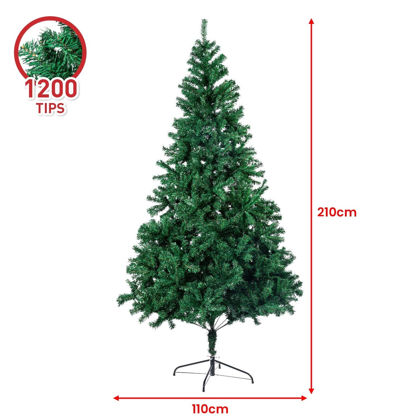 NNEDSZ Christabelle Green Christmas Tree 2.1m Xmas Decor Decorations -1200 Tips-2