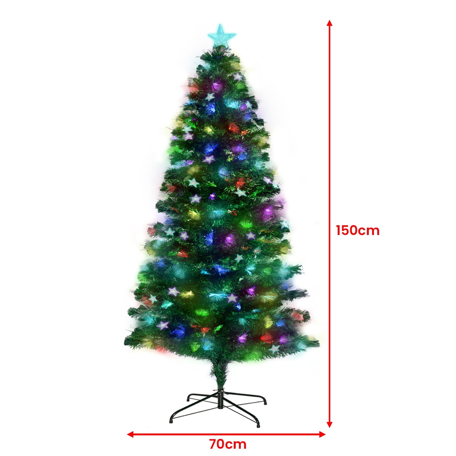 NNEDSZ Christabelle 1.5m Enchanted Pre Lit Fibre Optic Christmas Tree Stars Xmas Decor-3