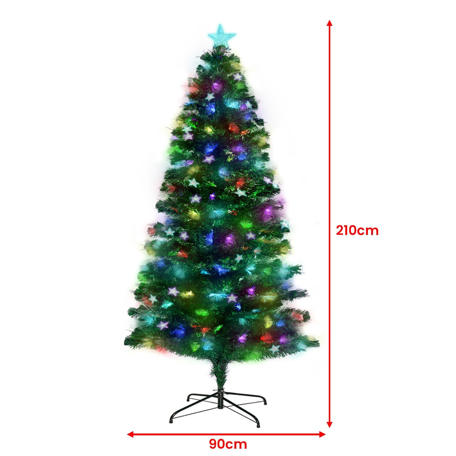 NNEDSZ Christabelle 2.1m Enchanted Pre Lit Fibre Optic Christmas Tree Xmas Decor-3