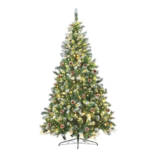 NNEDSZ Christabelle 2.4m Pre Lit LED Christmas Tree Decor with Pine Cones Xmas Decorations-0