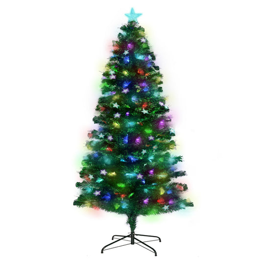 NNEDSZ Christabelle 2.4m Enchanted Pre Lit Fibre Optic Christmas Tree Stars Xmas Decor-0
