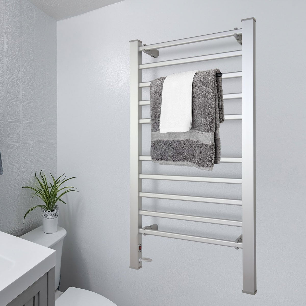NNEDSZ Pronti Heated Towel Rack Electric Bathroom Towel Rails Warmer Ev-160- Silver-4