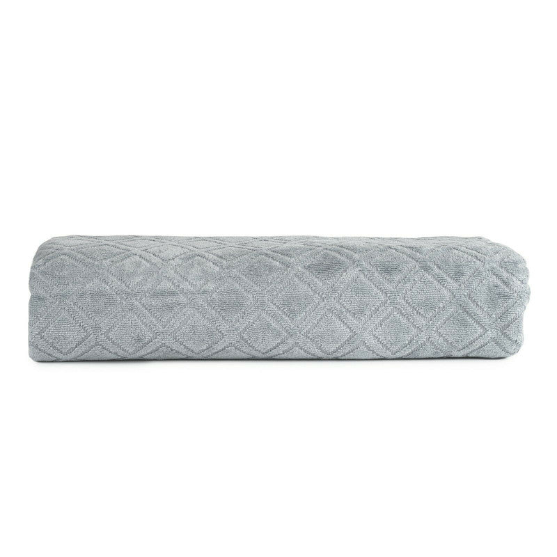 NNEDSZ Premium Velour Diamond Design Jacquard Bath Towel (Grey)-2