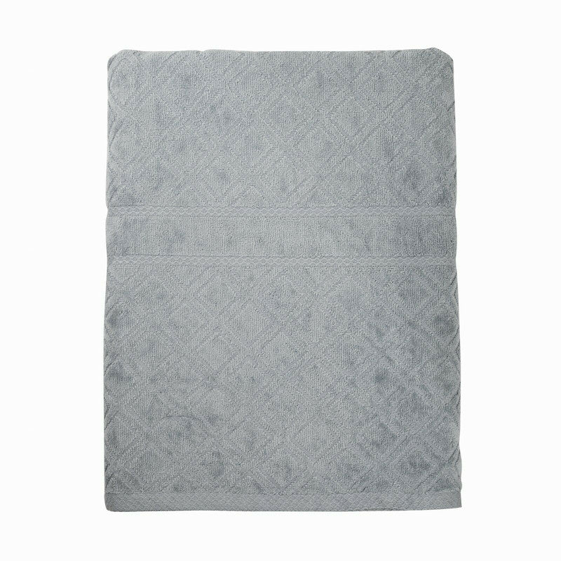 NNEDSZ Premium Velour Diamond Design Jacquard Bath Towel (Grey)-0