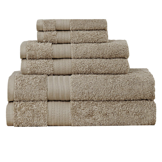 NNEDSZ Luxury 6 Piece Soft and Absorbent Cotton Bath Towel Set - Sandstone-0