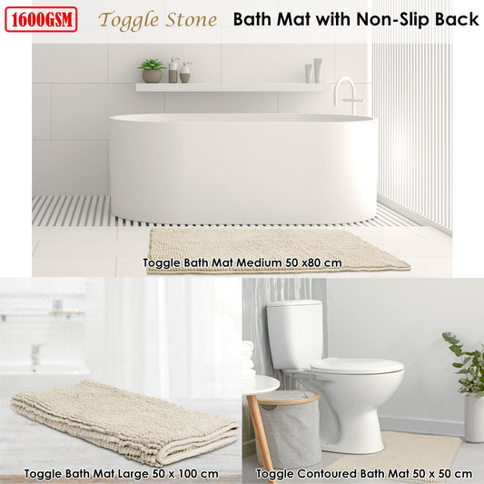 NNEDSZ Toggle Microfiber Bath Mat Large Stone-1