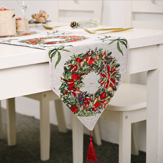 NNEDSZ Christmas Table Runner thickened knitted Dining Tablecloth Xmas Party Decor(Garland)-0