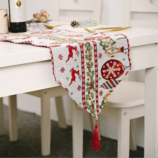 NNEDSZ Christmas Table Runner thickened knitted Dining Tablecloth Xmas Party Decor(Elk)-0