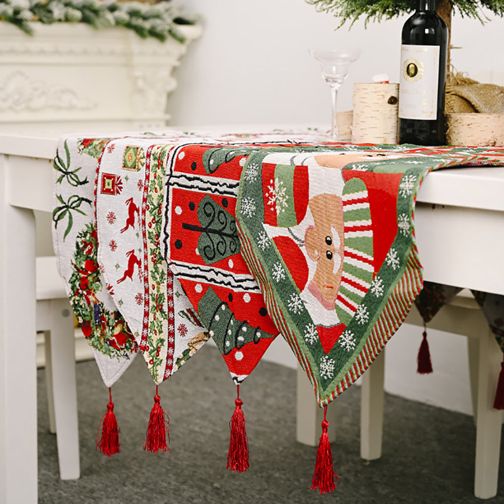 NNEDSZ Christmas Table Runner thickened knitted Dining Tablecloth Xmas Party Decor(Elk)-4