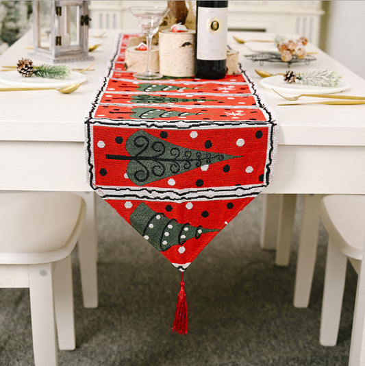NNEDSZ Christmas Table Runner thickened knitted Dining Tablecloth Xmas Party Decor(Tree)-0