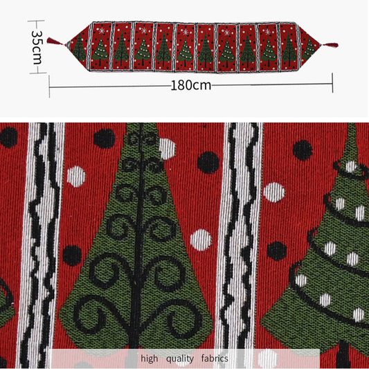 NNEDSZ Christmas Table Runner thickened knitted Dining Tablecloth Xmas Party Decor(Tree)-1