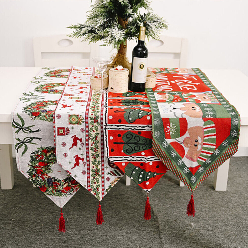 NNEDSZ Christmas Table Runner thickened knitted Dining Tablecloth Xmas Party Decor(Tree)-2