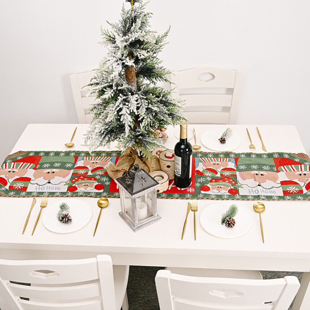 NNEDSZ Christmas Table Runner thickened knitted Dining Tablecloth Xmas Party Decor(Tree)-3