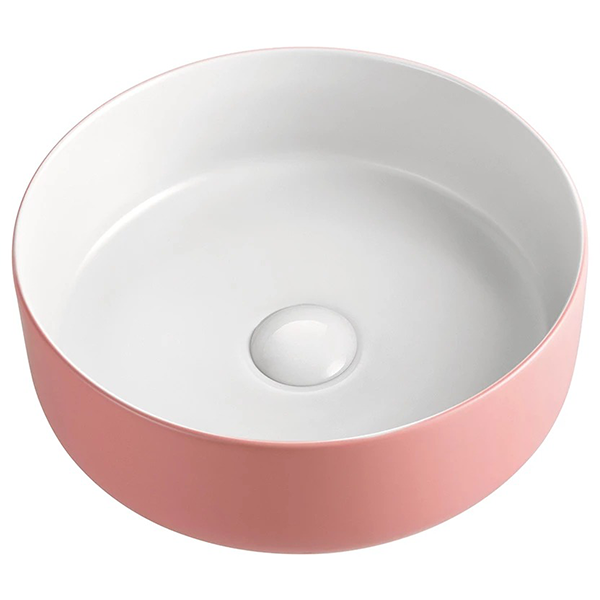 NNEDSZ 2021 Matte Pink outside Round 360 mm Dia top counter basin porcelain sink-1