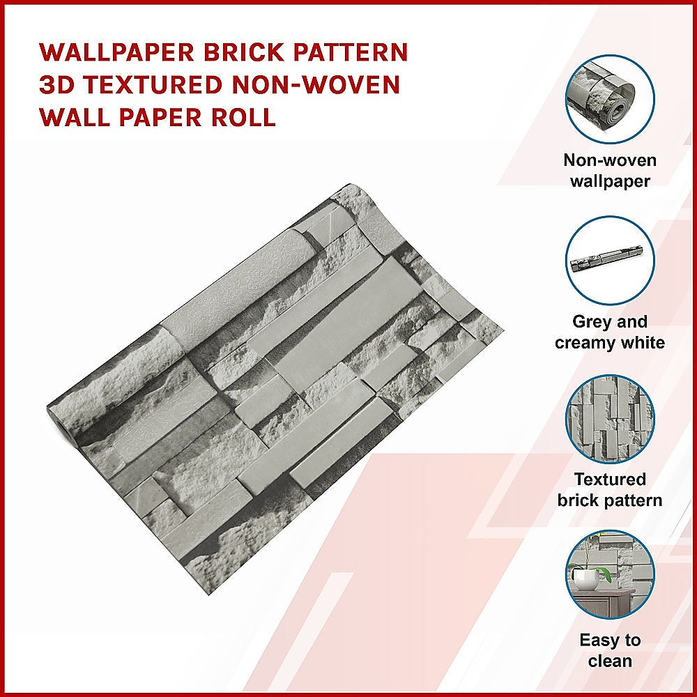 NNEDSZ Wallpaper Brick Pattern 3D Textured Non-woven Wall Paper Roll-2
