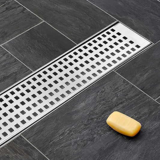 NNEDSZ 900mm Bathroom Shower Stainless Steel Grate Drain w/Centre outlet Floor Waste Square Pattern-1