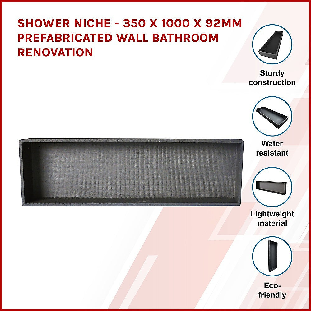 NNEDSZ Shower Niche - 350 x 1000 x 92mm Prefabricated Wall Bathroom Renovation-2
