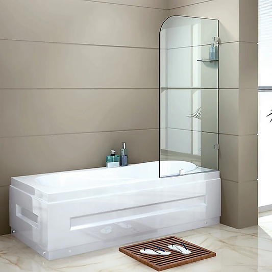 NNEDSZ 70cm Frameless Glass Bath Screen with Brackets - Black-0