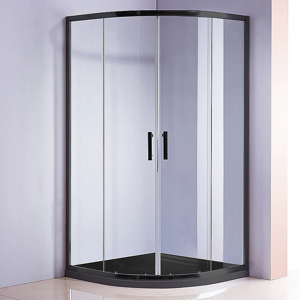 NNEDSZ 100x100cm Rounded Curved Shower Base in Black-2
