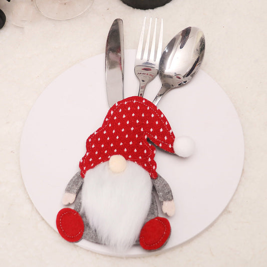 NNEDSZ Christmas Gnome Cutlery Holder - Festive Silverware Bag for Holiday Table Decor 10 pieses-0