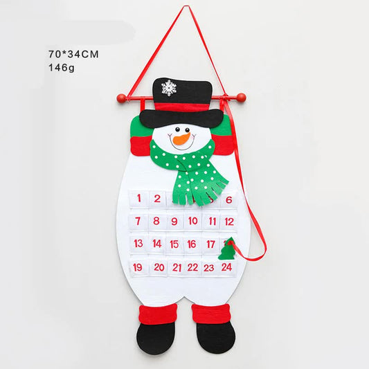 NNEDSZ Snowman Advent Calendar - Felt Christmas Countdown with 24 Pockets for Kids, Wall Hanging Decor-0