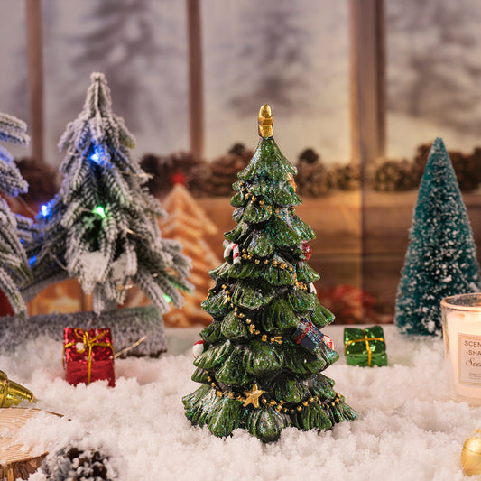 NNEDSZ Christmas Tree Figurine - Festive Resin Decoration with Ornaments, 17cm Holiday Decor-1