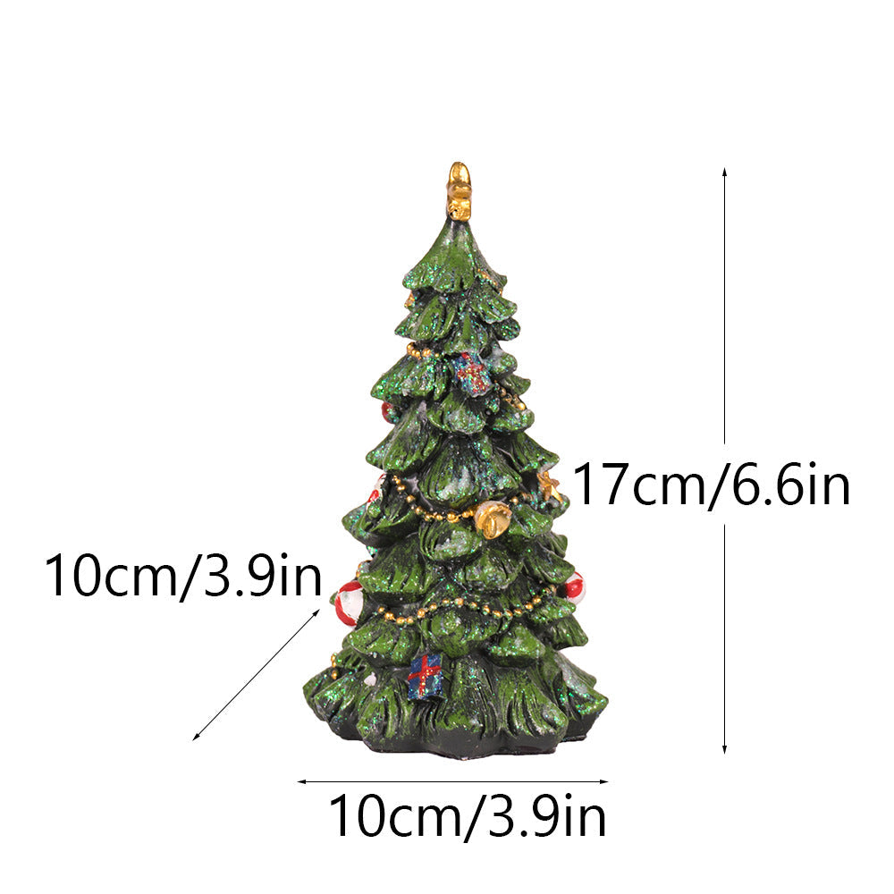 NNEDSZ Christmas Tree Figurine - Festive Resin Decoration with Ornaments, 17cm Holiday Decor-3