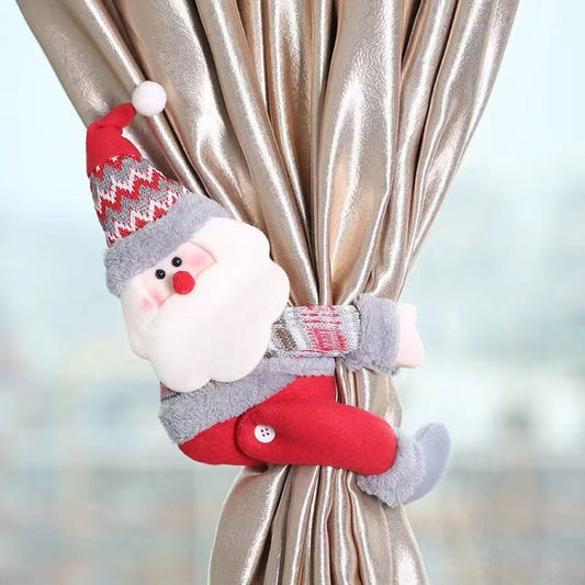 NNEDSZ Santa Claus Curtain Tieback - Plush Christmas Curtain Holder for Festive Home Decor  22*44cm 2 PCS-0