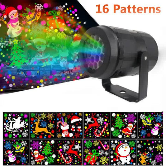 NNEDSZ Indoor Snowstorm Projector Light - 16 Pattern Rotating LED Christmas Projection Lamp for Festive Decor-0
