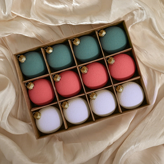 NNEDSZ Set of 12 Matte Christmas Ornaments- Pastel Colored Shatterproof Baubles for Holiday Decor (6 cm)-0